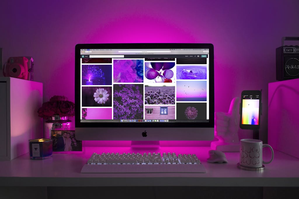 Web designer workspace creating optimized websites for local businesses